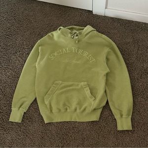 Social Tourist Unisex Green Terry Pullover Hoodie